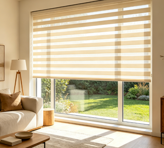 Zebra Roller Blind 120×210cm, Warm Beige