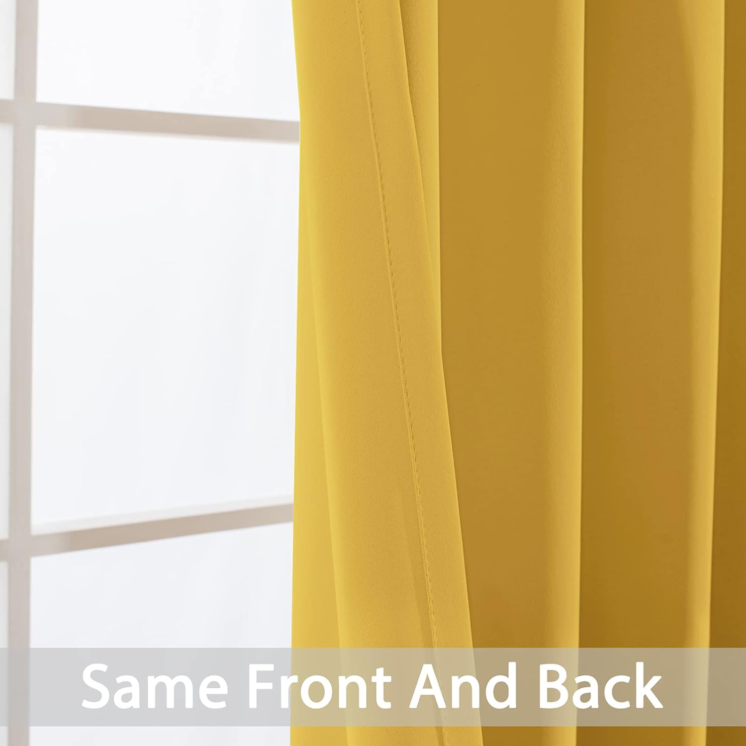 Mustard Yellow Grommet Curtains, Blackout Thermal Window Panels, 38x84 Inch, 2 Panels - Image 4
