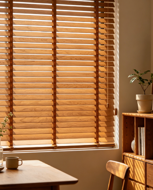 Faux Wood Venetian Blind 60×140cm, Oak Tone