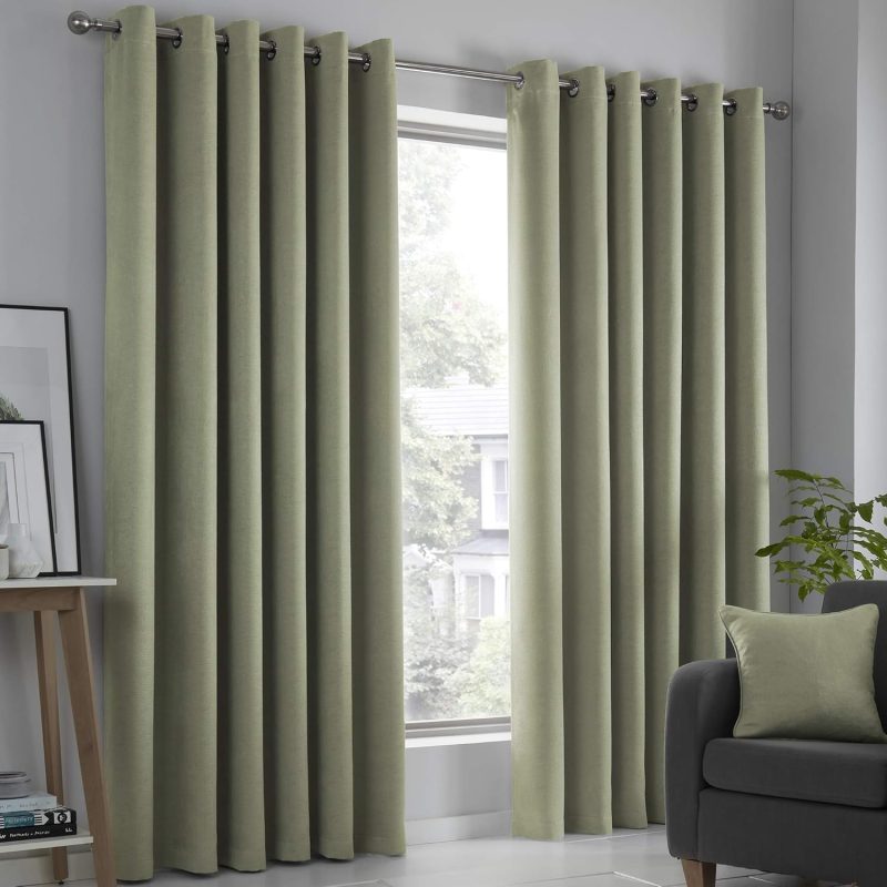 Sage Green Curtains, 66 x 90 Inch, 2 Panels, Thermal Insulated, Ring Top Eyelet, for Living Room & Bedroom