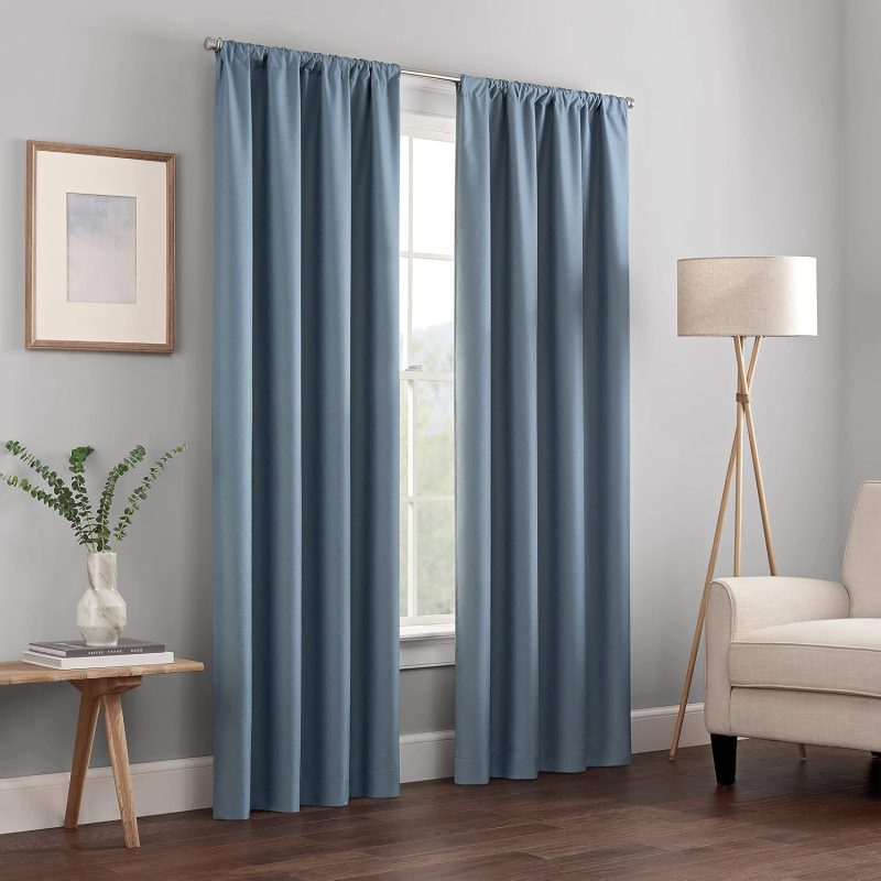 Blackout Thermal Rod Pocket Window Curtain, 42" x 54", Slate, 1 Panel