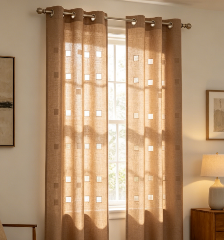 Square Eyelet Roller Blind 75×160cm, Light Coffee