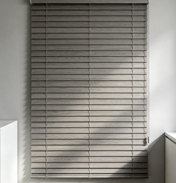 Faux Wood Venetian Blind 100×200cm, Grey Wood Tone
